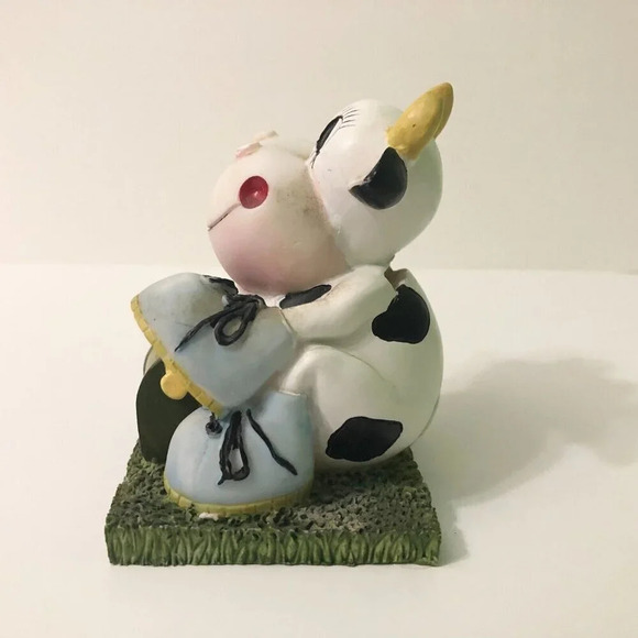 Vintage  Cow With Butterfly Coin Bank Resin Figure 4 Inch Tall - Picture 4 of 15